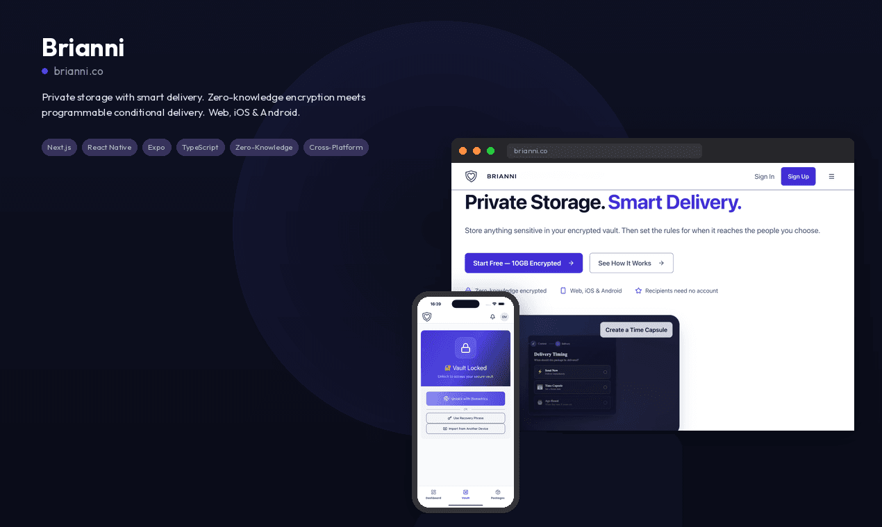 Brianni — Private Storage, Smart Delivery